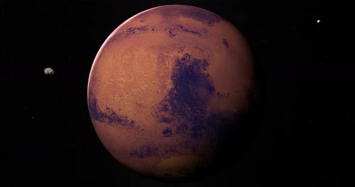 Phobos et Deimos en orbitant autour de la planète Mars