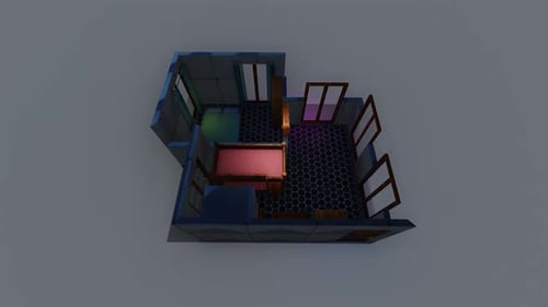 Isometric Interior with Dynamic RGB Lighting