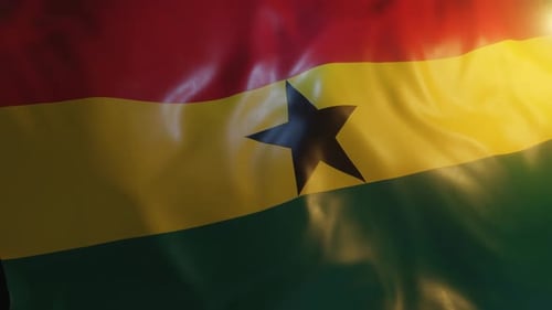 Waving Flag of Ghana with Sunlight