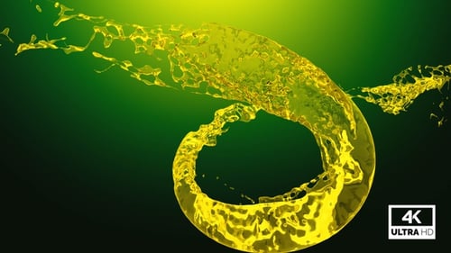 Vibrant Yellow Liquid Spiral Splash Fluid Animation