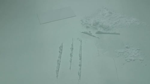 Drug Scattered On The Table And Ready For Use