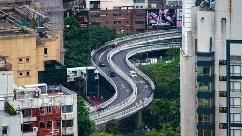 time-lapse of Hong Kong cityscape, skyscraper building at Hong Kong bay