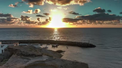 Sunset on the Sea and Ocean