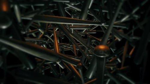 Dynamic 3D Abstract Background with Shifting Metallic Rods