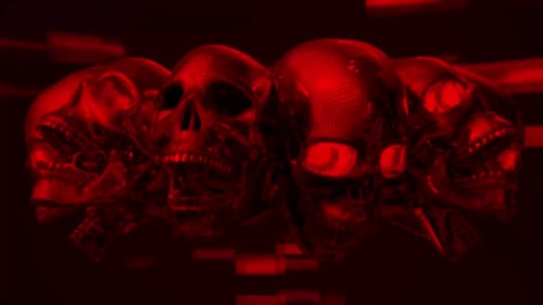 Vibrant Disco Ball Skulls Glitch Loop Animated Background