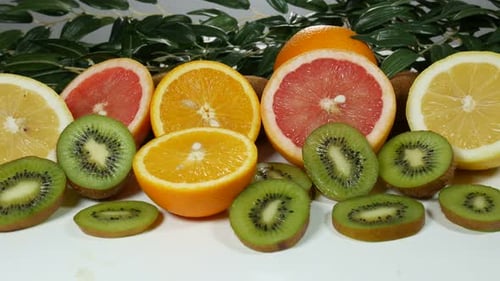 Beautiful Colorful and Juicy Citrus Fruits on the Table