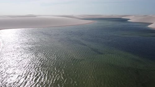Brazilian landmark rainwater lakes and sand dunes. Lencois Maranhenses Brazil.