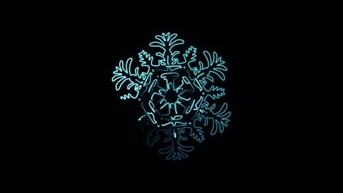 Glowing Neon Blue Snowflake Rotation Animation