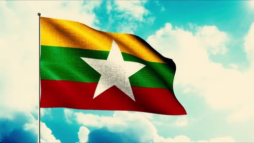 Beautiful Flag Waving on Background of Sky