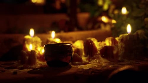 Warm Cinematic Candlelight Scene with Flickering Flames