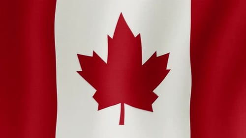 Canadian Flag Waving in a Close Up Shot