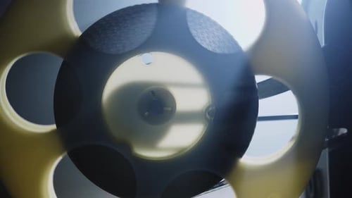 Vintage Film Projector Reel Rotating Close Up