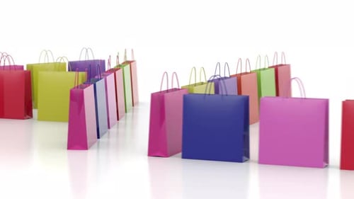 Colorful 3D Shopping Bags Form Dynamic SALE Text Animation