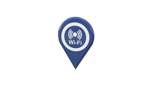 Map Location Pin With WiFi Icon Blue V13