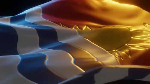 Realistic Kiribati Flag Waving with Dynamic Lighting Loop