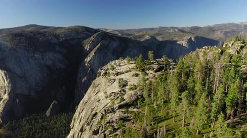 Scenic Aerial View Over the Beautiful Ridge of Sierra Nevada and El Capitan Mountain. Yosemite, USA