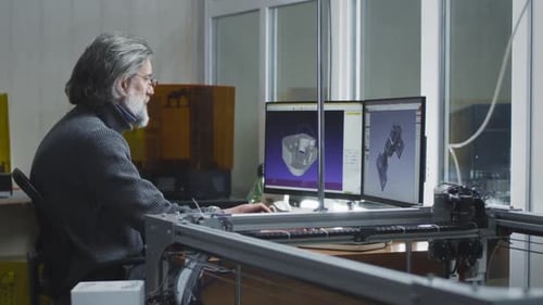 Designer mittleren Alters mit Computer in der Nähe von Kollegen