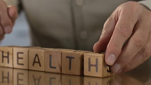 Wooden Blocks Spelling Out Health