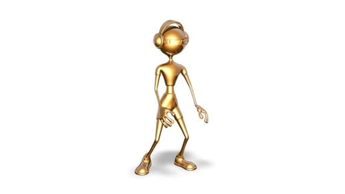 3D Gold Man Dance 11 Looped on White