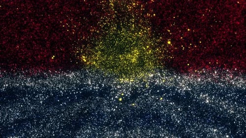 Abstract Particle Flag Animation with Glowing Glitter