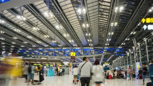 Time Lapse of Tourists in Suvarnabhumi Airport
