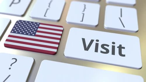 Visit USA Button Press Keyboard Animation
