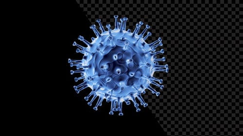 Animated 3D Blue Virus Cell Rotation on Alpha