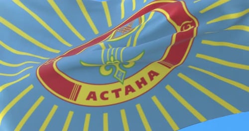 Astana City Flag Waving Seamless Loop