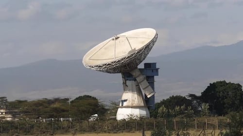 Satellite antenna for broadcasting communication signals, Parabolic antenna, Kenya, Slow motion