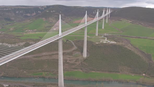 Aerial View Of The Long Millau Viaduct Overhead Stock Footage Ft aerial-view-of-the-long-millau-viaduct-overhead-stock-footage-ft