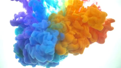 Colorful Ink Spreading on White Background