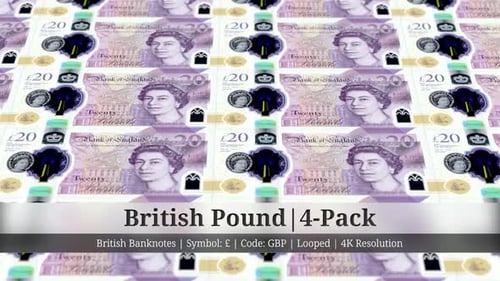 Britisches Pfund | Währung des Vereinigten Königreichs - 4er-Pack | 4K-Auflösung | Looped