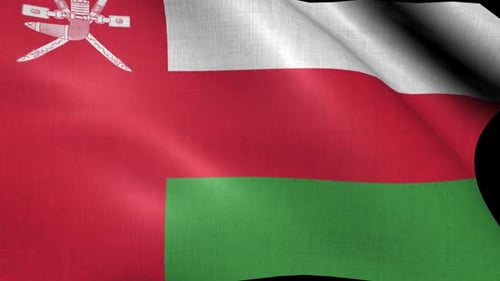 Oman National Flag Waving in Realistic Fabric Animation