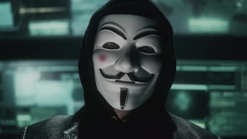 Anonymous Scammer Looking at the Camera