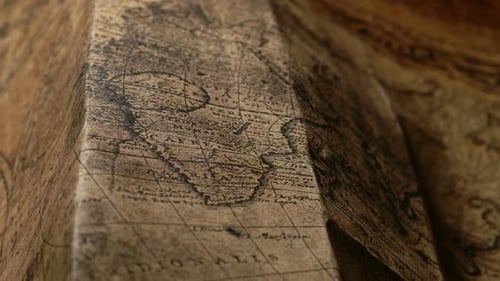 Close Up of Vintage Brown Old World Map