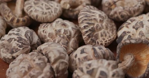 Dried Shiitake Mushrooms Close-Up