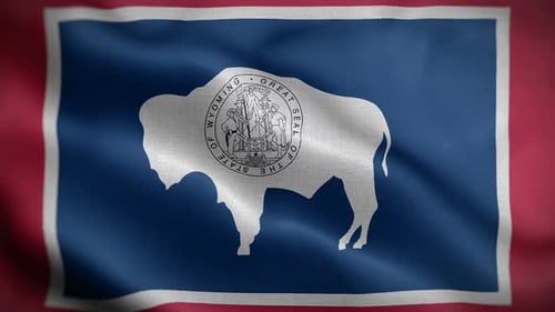 Animated Waving Flag of Wyoming State