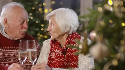 Senior Couple Celebrating Christmas Together at Home