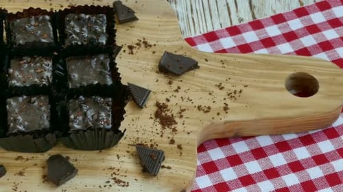 Chocolate Fudge Brownies on Wooden Cutting Board