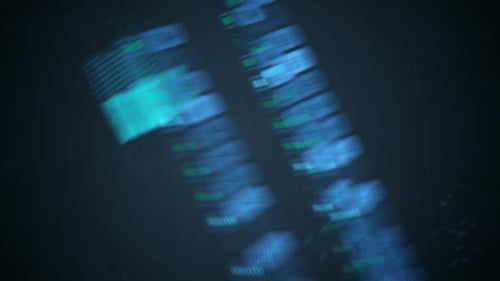 Futuristic Digital HUD Data Animation with Corporate Charts