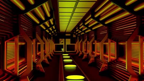 3D model of corridor in spaceship