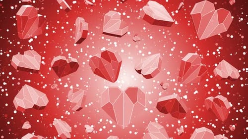 Polygonal Red Hearts