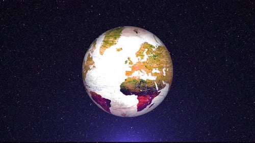 Modern Rotating Earth Globe with Data Visualization