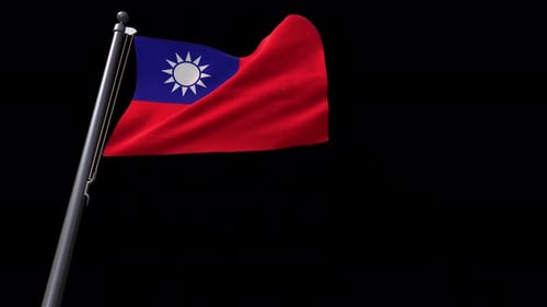 Realistic Waving Flag of Taiwan on a Pole