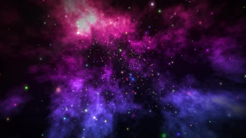 Vibrant Cosmic Nebula and Stars Flying Background
