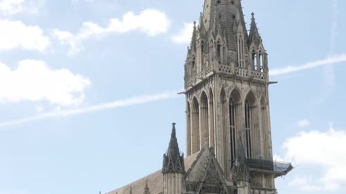 Tilting on church Saint-Pierre located in Lower Normandy city of Caen by the day 4K 3840X2160 Ult
