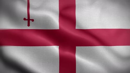 Waving City of London Flag with Realistic Fabric