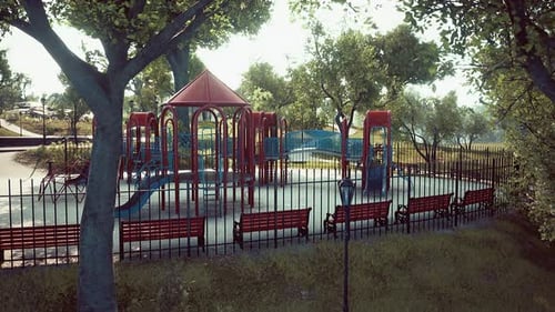 Empty Children Playground in Summer During Lockout for Covid19 Pandemic