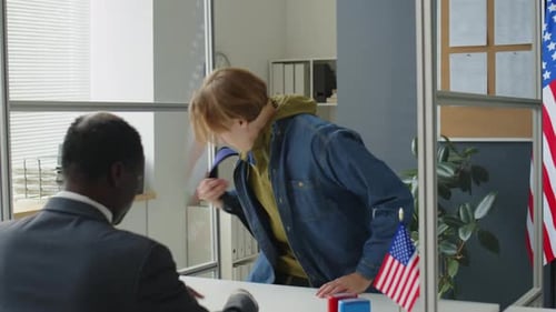 Young Man Visiting U.S. Embassy for Visa Interview
