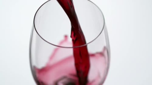 Pouring Red Wine into Glass Close-up